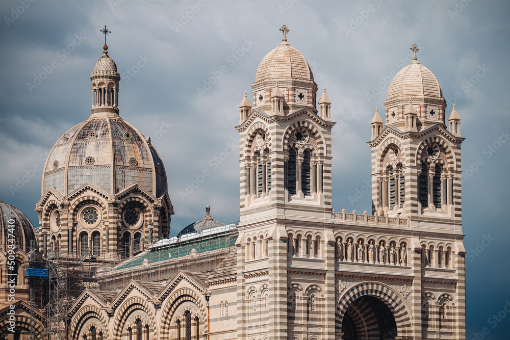 MARSEILLE, FRANCE-JUNE 2022: View of the wonderful old Cathedral