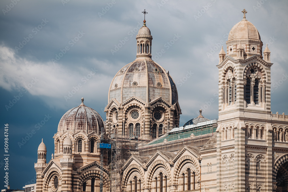 MARSEILLE, FRANCE-JUNE 2022: View of the wonderful old Cathedral