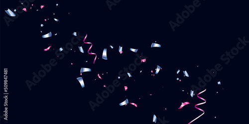 Confetti  serpentine. Blue and pink metallic gradient. Festive background  design for cards  invitations. Abstract texture on a blue background. Design element. Vector illustration  eps 10.