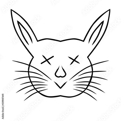 Cute bunny head line art vector design © DediPermana