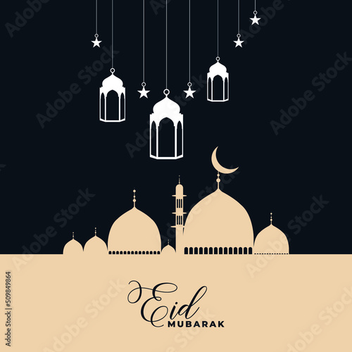 Wallpaper Mural Eid Mubarak greeting for Islamic Holidays with mosque moon star and clear background Torontodigital.ca