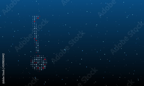 On the left is the gyroscooter symbol filled with white dots. Background pattern from dots and circles of different shades. Vector illustration on blue background with stars