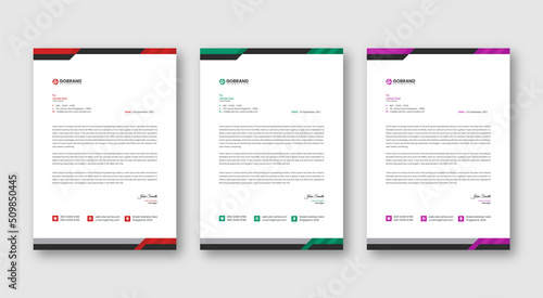 Professional letterhead template design for business project. Corporate letterhead document with company logo & icon. Official letterhead layout with abstract geometric background © graphicsobai