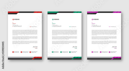 Professional letterhead template design for business project. Corporate letterhead document with company logo & icon. Official letterhead layout with abstract geometric background