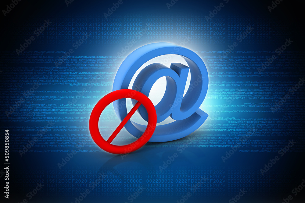 Fototapeta premium 3d illustration protection concept .e mail sign with spam sign 