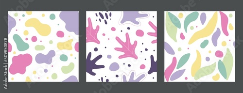 Colorful trendy abstract pattern set. Fashionable template for design. Modern cartoon style