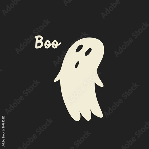 Halloween ghost print boo. Scary design illustration. Doodle hand drawn naive vector minimalism clipart art