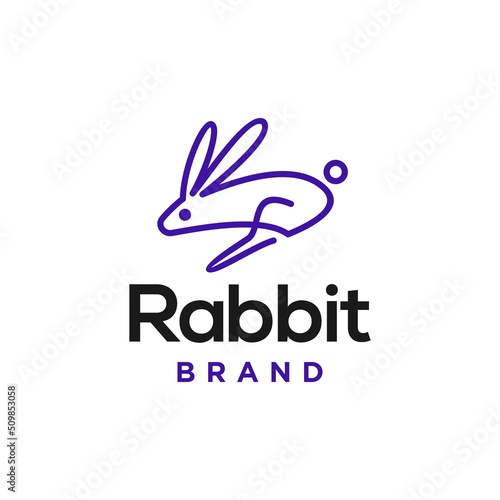 abstract rabbit outline logo icon design. Geometric linear minimalistic line logo icon hare. 