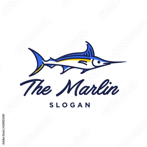Blue Marlin Logo. Fresh and Unique Modern Blue Marlin Logo Template. Great to use as your Offshore Fishing Activity event logo. 