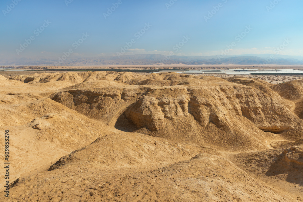 Landscape in the desert on the border of Israel with Jordan