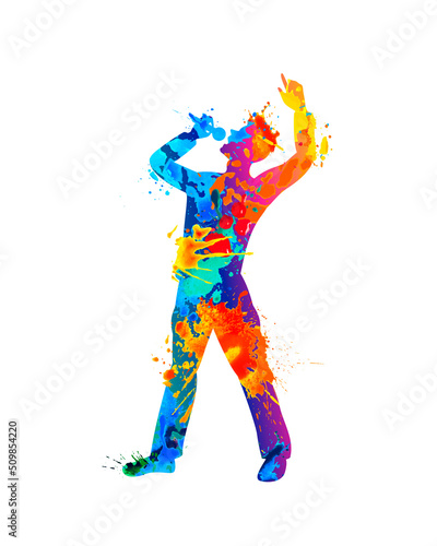 Singer vector silhouette of watercolor splash paint
