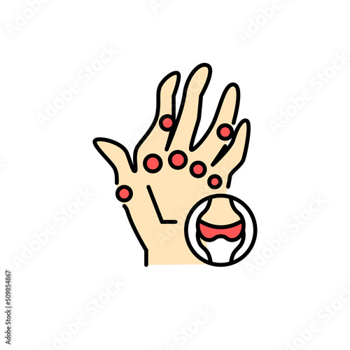 Rheumatoid Arthritis color line icon. Pictogram for web page