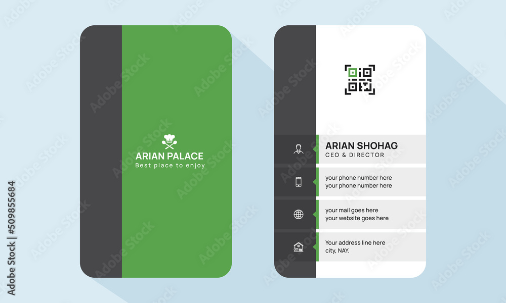 Green Restaurant both sided corporate minimal print ready business card CMYK color mode Green Restaurant both sided corporate minimal print ready business card CMYK color mode