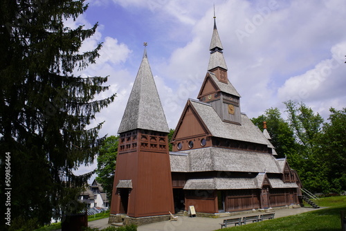 The Lutheran Gustav Adolf Stave Church (German: Gustav-Adolf-Stabkirche) is a stave church situated in Hahnenklee, a borough of Goslar in the Harz mountains, Germany.