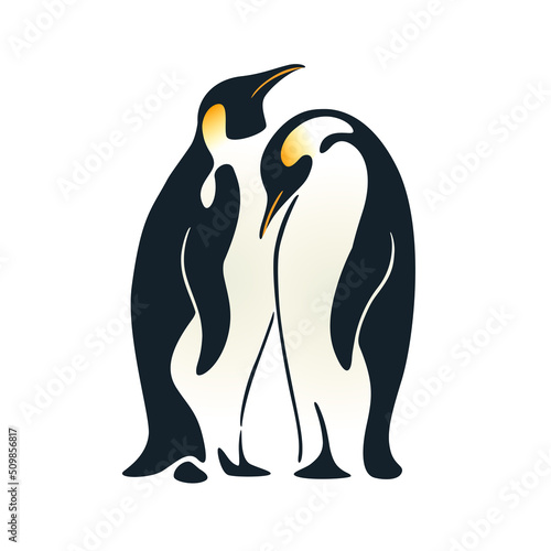 Cute animal. Couple of penguin, loving couple.Vector illustration for poster, postcard. 