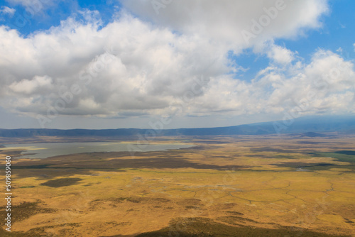 Aerial view of Ngorongoro crater national park in Tanzania © olyasolodenko