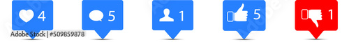 Set of Social Media Network Vector Icons. Include Like, Follow,
