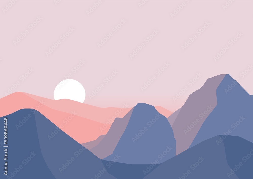 Silhouette Mountain Soft Color Pastel Wallpaper