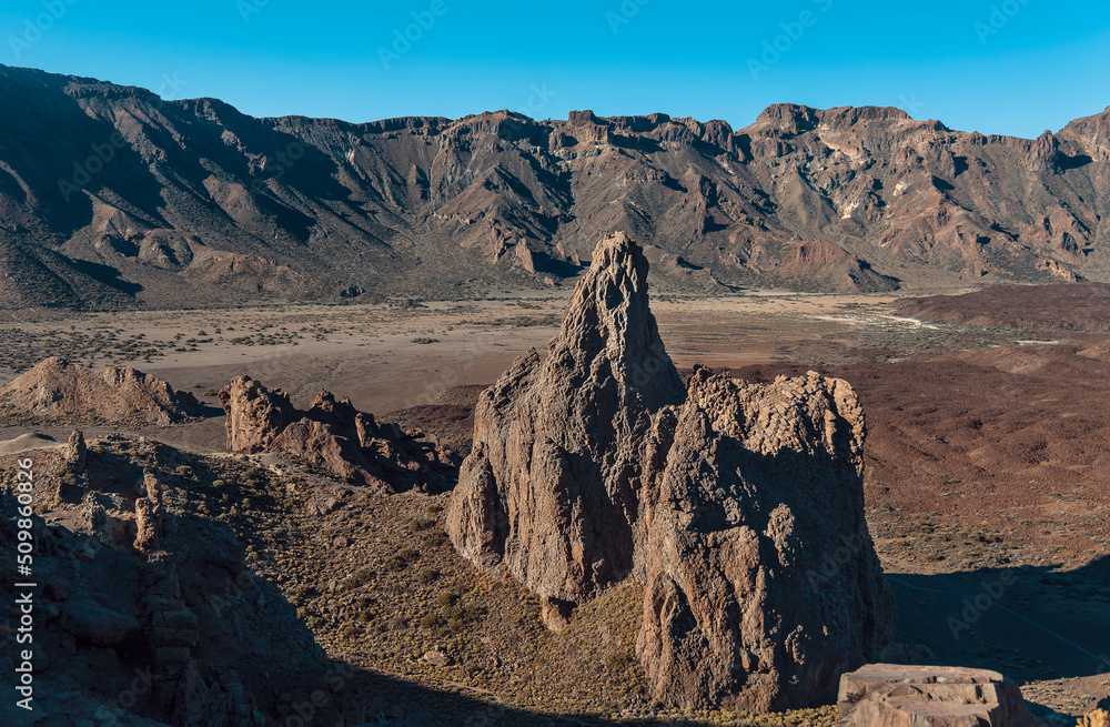 Rock formations and volcanic landscape in Teide National Park. Tenerife, Canary islands, Spain.