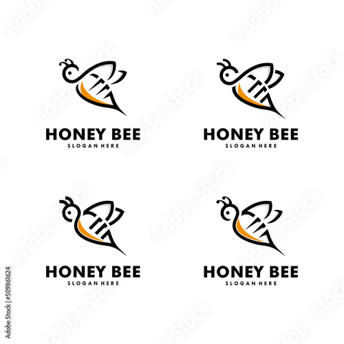 Set of honey bee concepts logo design template