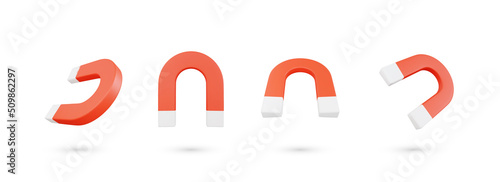 Realistic 3d magnet vector object illustration
