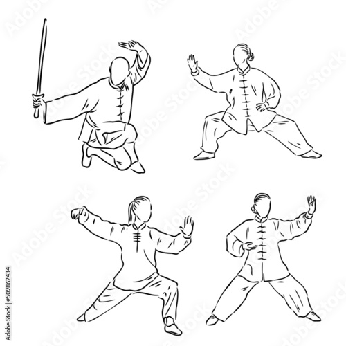 World Tai Chi and Qigong Day, vector art illustration.