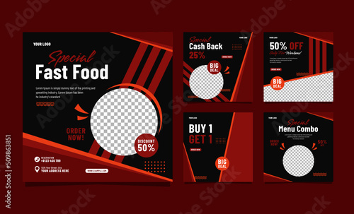 Special fast food  social media post template design for restaurant 