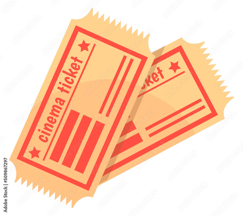Cinema ticket cartoon icon. Movie pass symbol Cinema ticket cartoon icon. Movie pass symbol