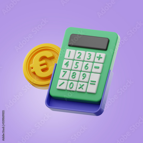 Premium Coin Calculator Money Finance Icon 3D Rendering on isolated background © Alper