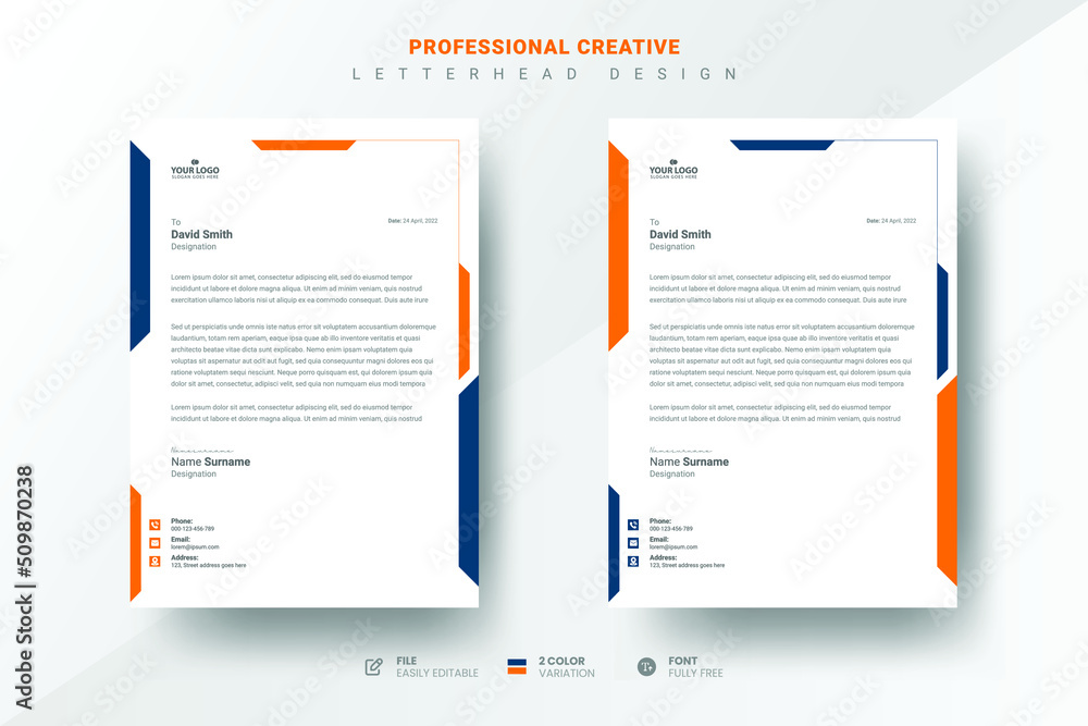 Gradient minimal letterhead design template Gradient minimal letterhead design template