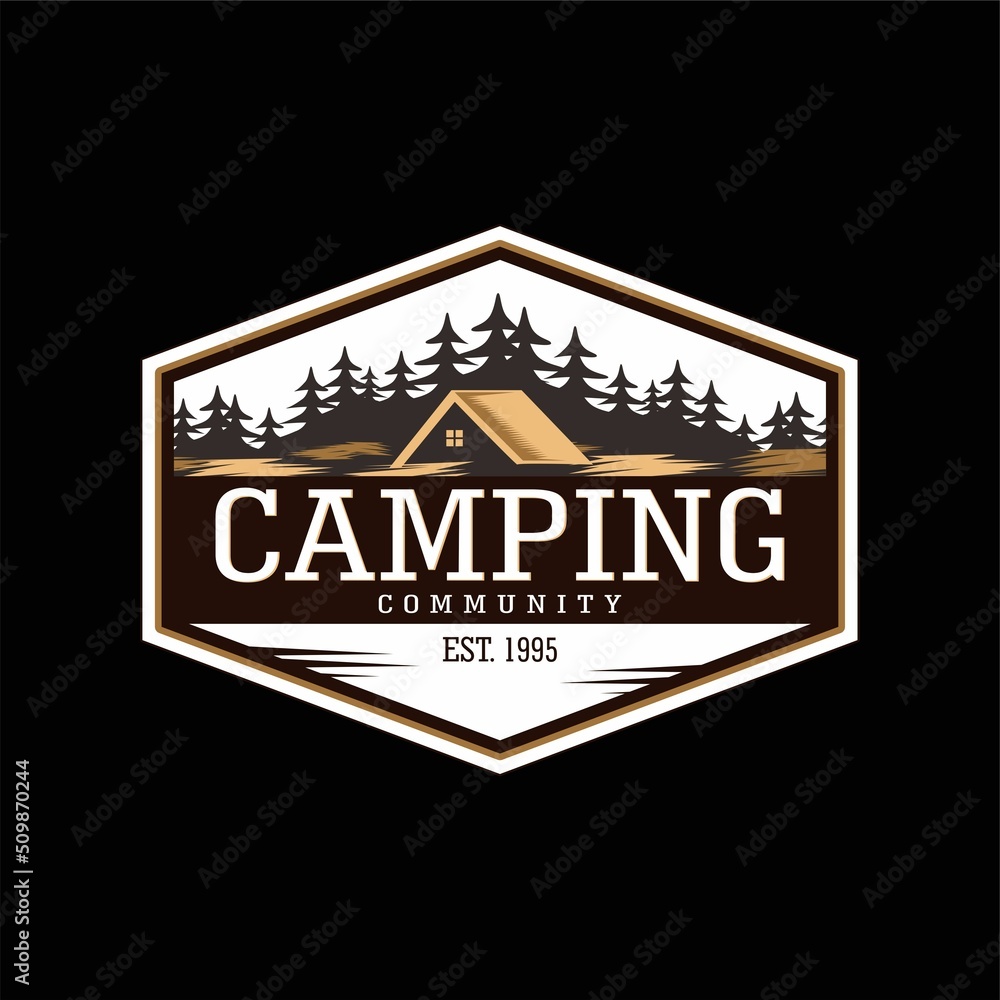 Camping Community vintage logo design for company logo, t shirt, and more