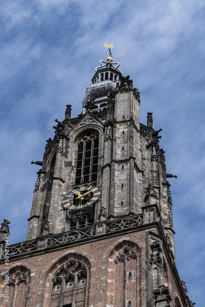 Built in the 15th century, 98-meter high Onze Lieve Vrouwetoren (Our Lady tower) or Langejan (Long John) is the third-tallest church tower in the Netherlands. Amersfoort. the Netherlands.