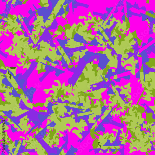 UFO camouflage of various shades of pink  violet and green colors