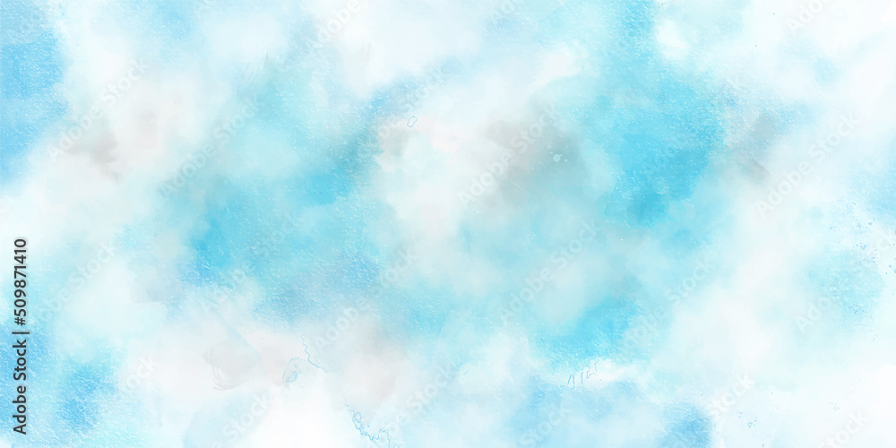 Blue watercolor vector background. Abstract hand paint splash stain backdrop banner. Abstract light blue watercolor for background. panorama blue sky background with white clouds. 
