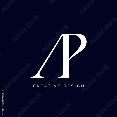 AP Logo Design, Creative Professional Trendy Letter AP Monogram in Black and White Color