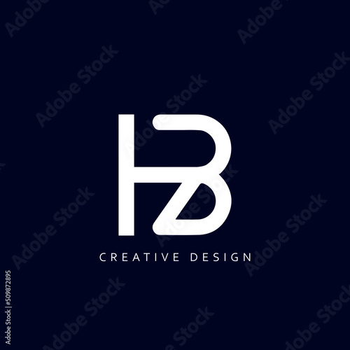 HB Logo Design, Creative Professional Trendy Letter HB Monogram in Black and White Color