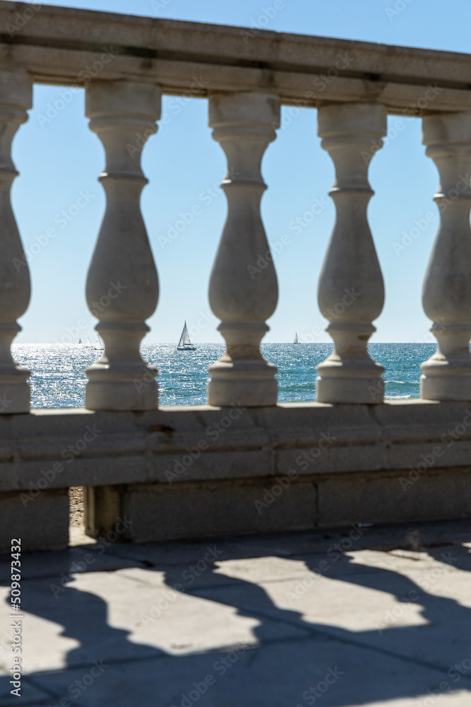 Fototapeta premium Sunday at Sitges. Ships in the sea