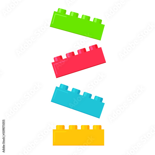 Building plastic toy bricks or child blocks construction flat cartoon illustration element isolated clipart building blocks  color jpg image jpeg icon illustration