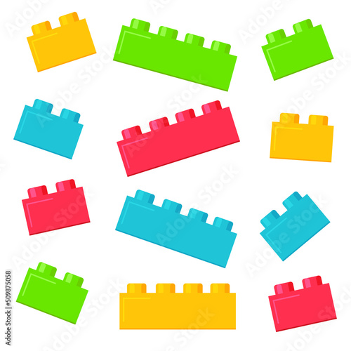 Building plastic toy bricks or child blocks construction flat cartoon illustration element isolated clipart building blocks, color jpg image jpeg icon illustration