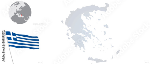Greece map and flag. vector