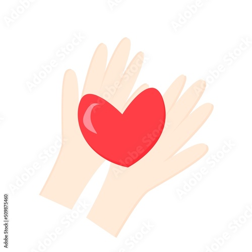 Wallpaper Mural Two hands holding a heart. Simple drawing valentine's day, love, icon Torontodigital.ca