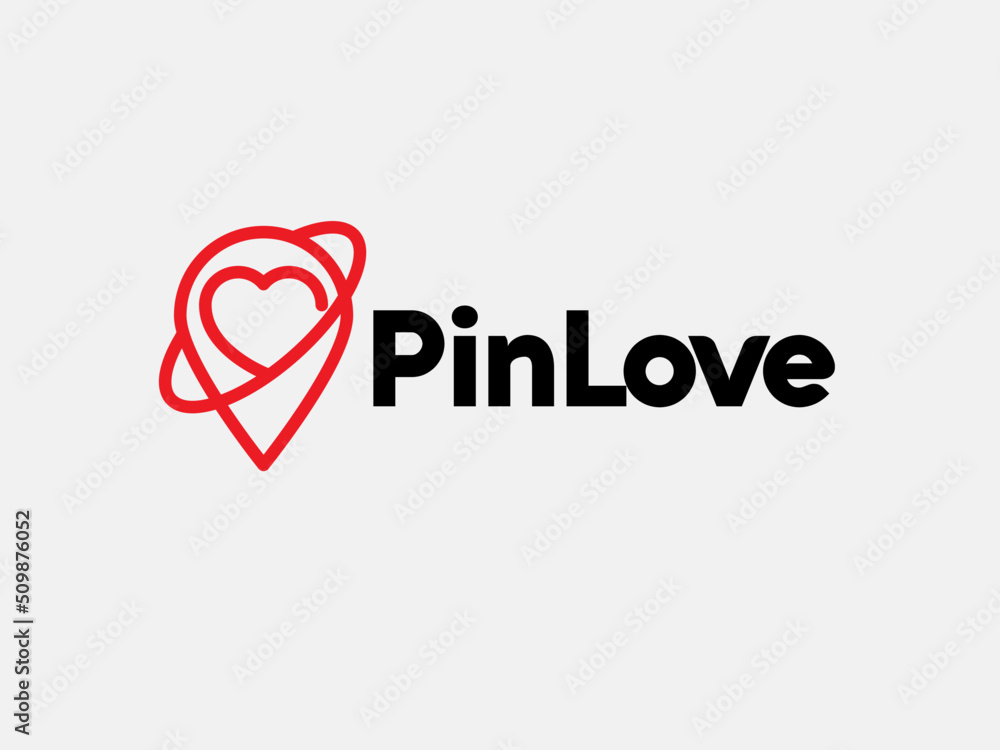 Pin Location Logo Heart and love icon