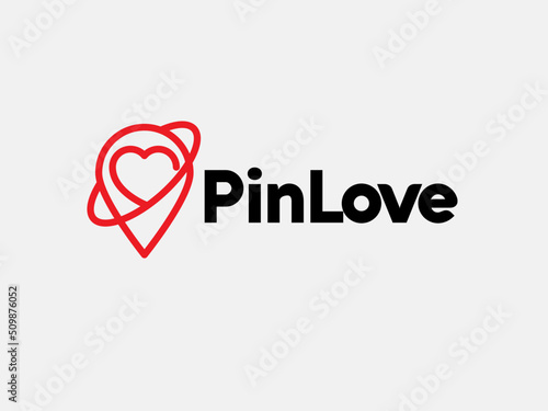 Pin Location Logo Heart and love icon