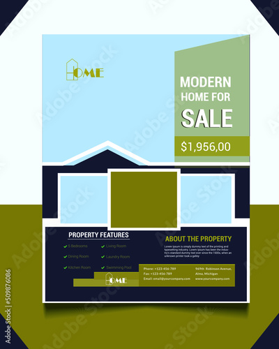 Modern Attractive Real Estate Flyer Template, brochure, magazine cover, Poster design layout background vector template in A4 size,- Vector photo