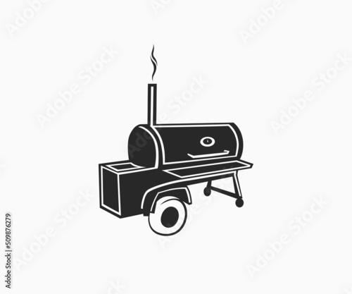 Barbecue Smoker vector icon. BBQ charcoal grill icon template.