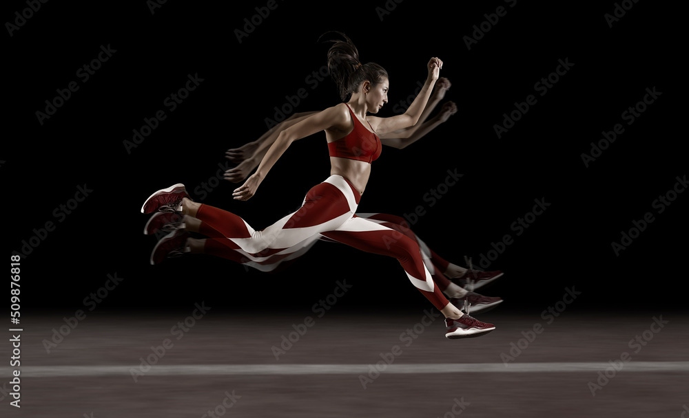 Sporty young woman running