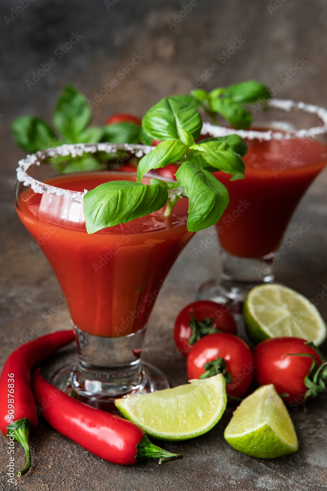 Bloody Mary cocktail for party, selective focus Bloody Mary cocktail for party, selective focus