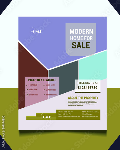 Simple Modern Attractive Real Estate Flyer Template, brochure, magazine cover, Poster design layout background vector template in A4 size,- Vector