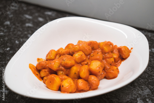 Delicious gnocchi made from potatoes in the Italian style are prepared