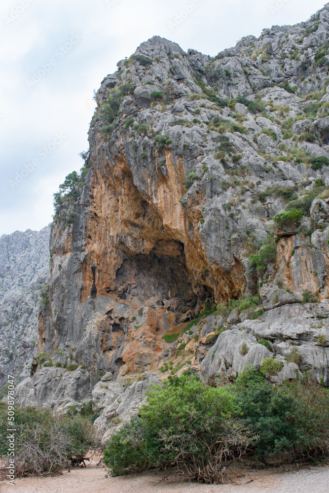 Cliffs of Torrent de Pareis in Sa Calobra Mallorca, Spain